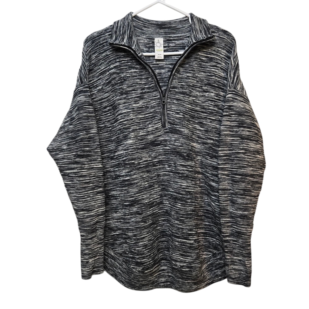 AERIE Offline 1/4 Zip Sweater - Grey & White Oversized Size M